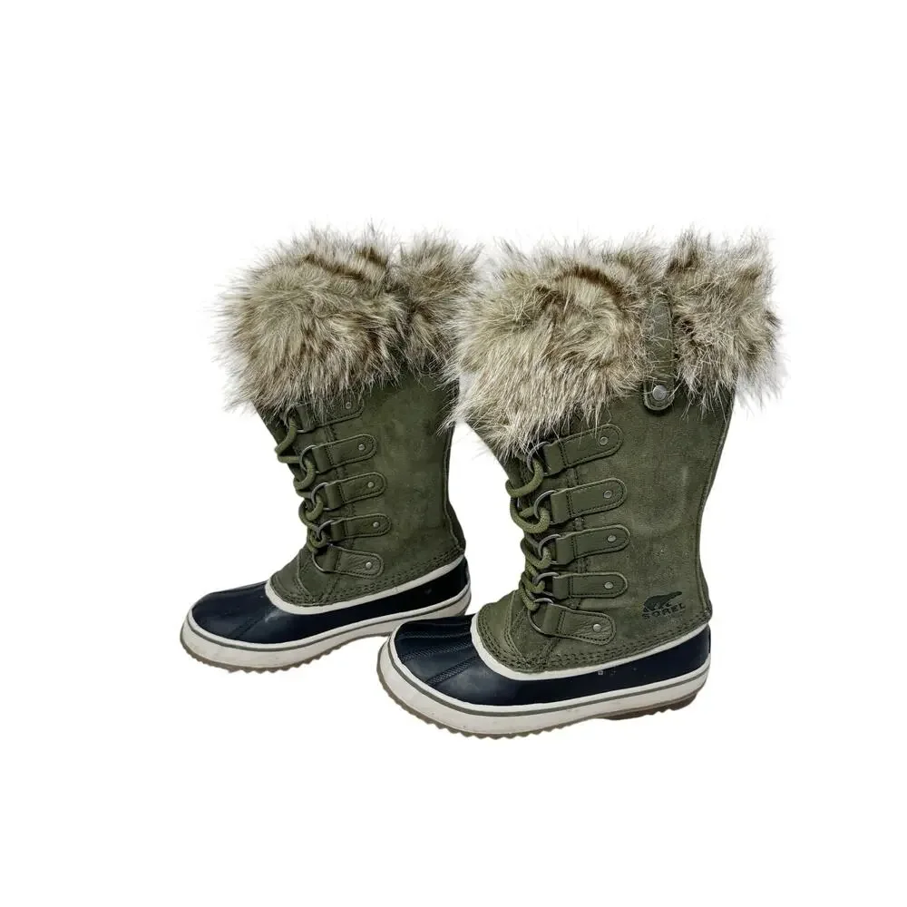 Sorel Joan of Arctic Winter Boots Grey Faux Fur Waterproof Snow Boots Size 7